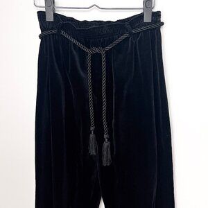 Vintage TanJan Women's Black Elastic Waist Pull-On Pants 100% Cotton Velvet